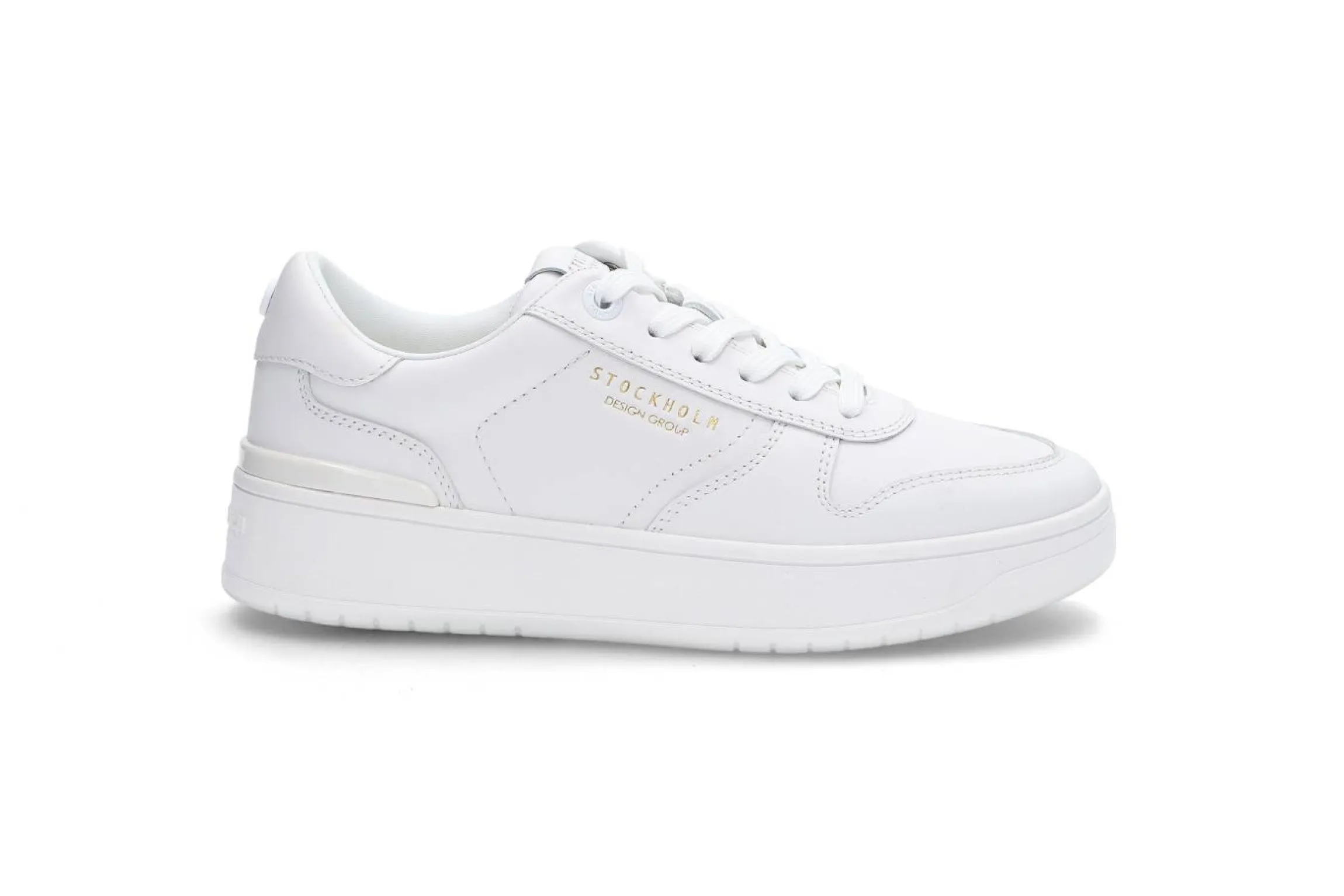 Vita lädersneakers med platå