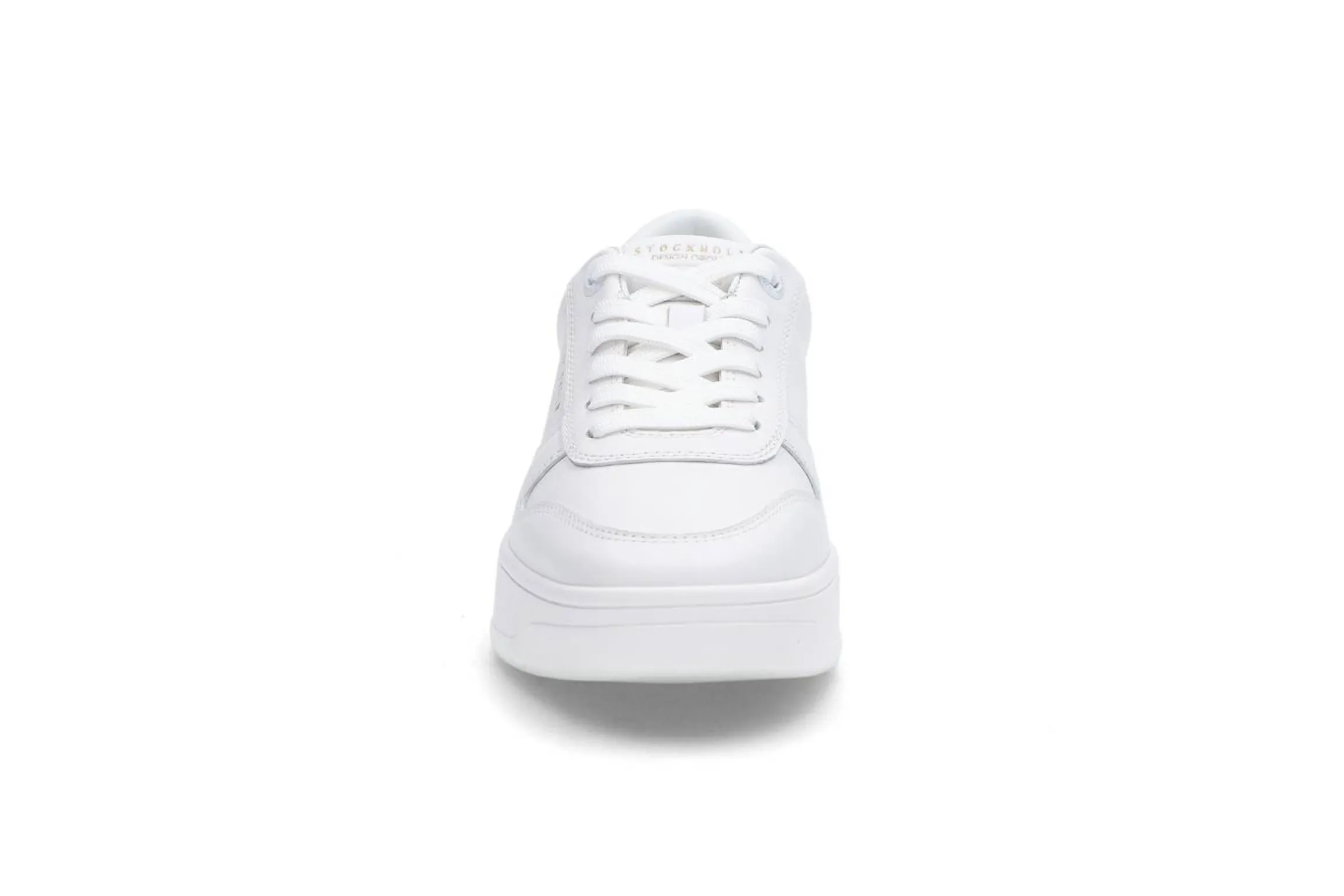 Vita lädersneakers med platå